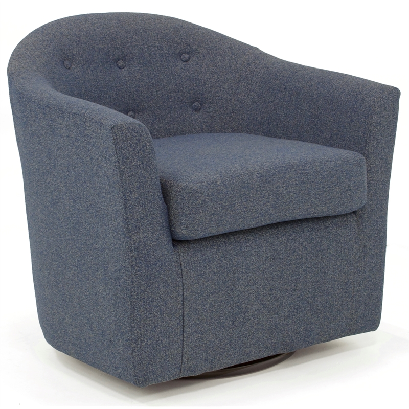 Pemberly Row Traditional Fabric Tufted Swivel Chair in Lilac Purple