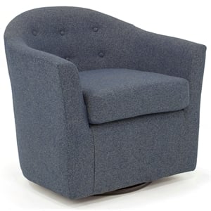 Pemberly Row Traditional Fabric Tufted Swivel Chair in Lilac Purple