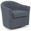 Pemberly Row Traditional Fabric Tufted Swivel Chair in Lilac Purple
