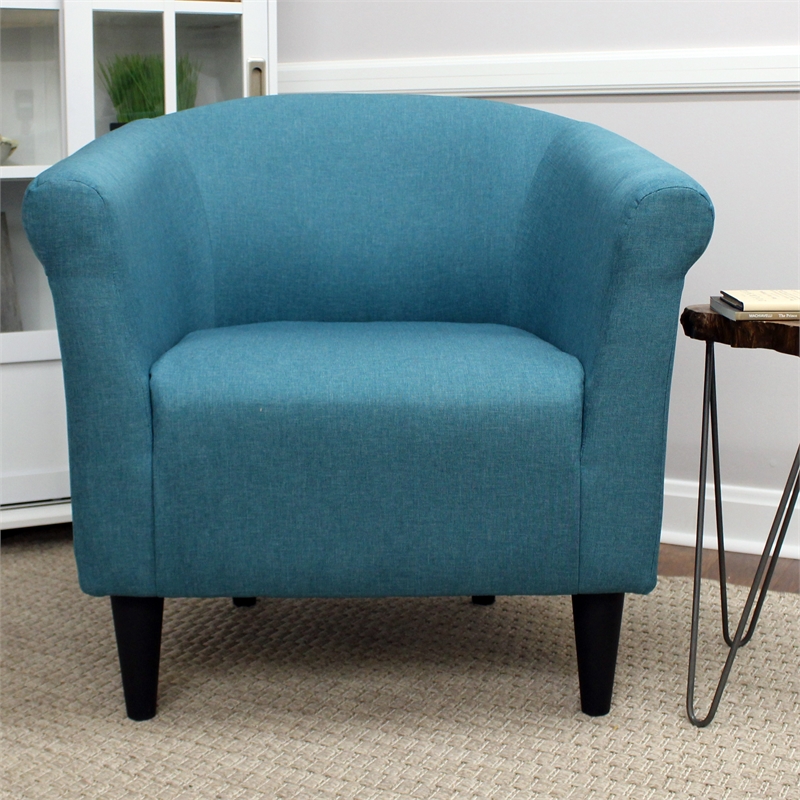 Pemberly Row Traditional Fabric & EPS Club Chair in Teal Blue
