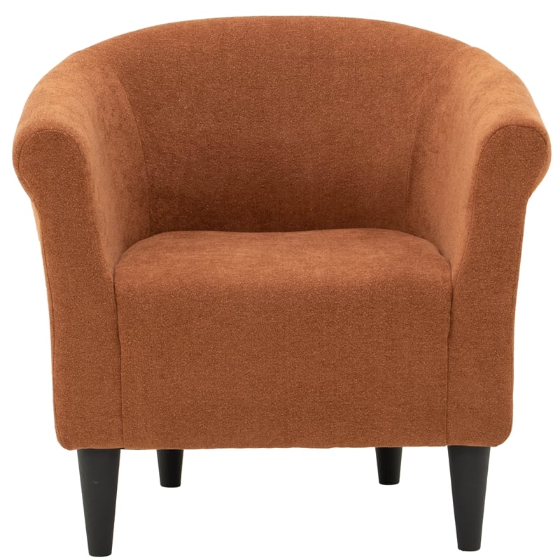 Pemberly Row Traditional Polyester Fabric Club Chair in Burnt Orange