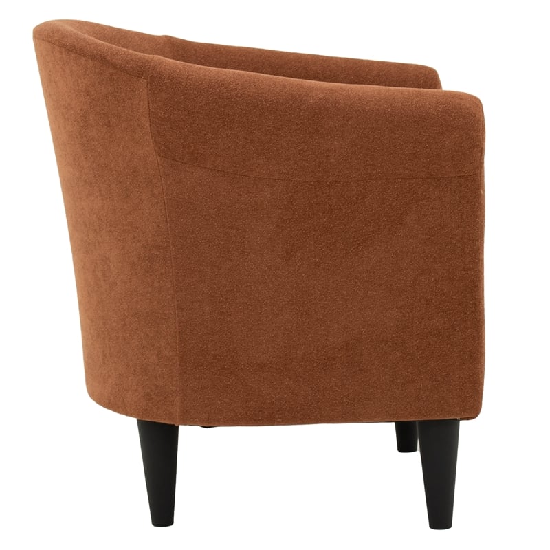 Pemberly Row Traditional Polyester Fabric Club Chair in Burnt Orange
