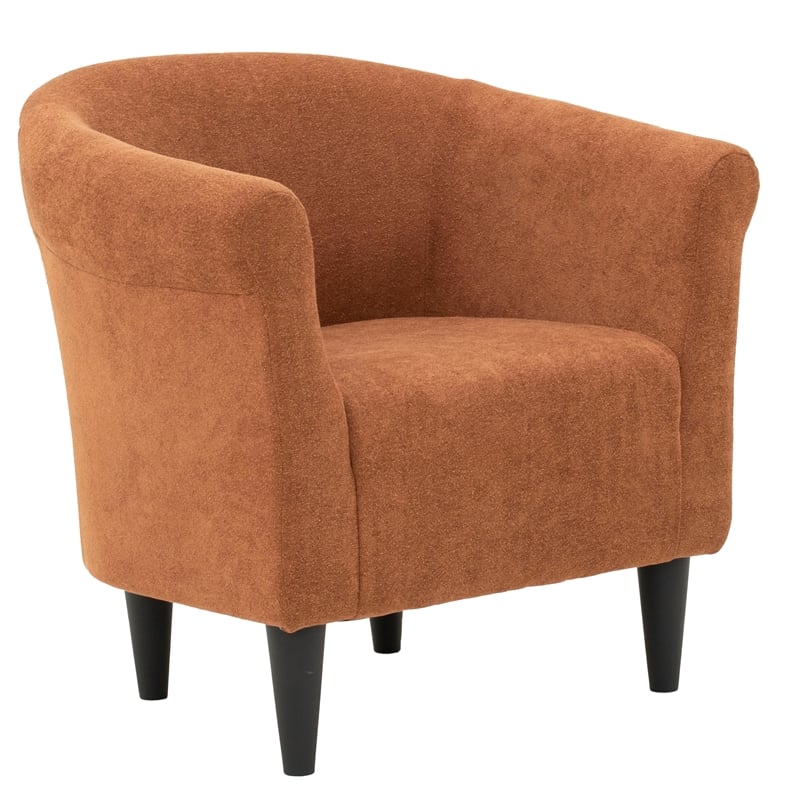 Pemberly Row Traditional Polyester Fabric Club Chair in Burnt Orange