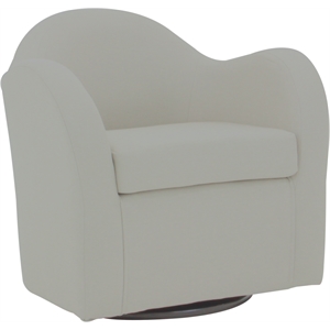 Pemberly Row Traditional 19&quotH Fabric Swivel Barrel Chair in Cream