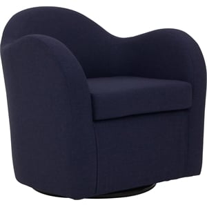 Pemberly Row Traditional 19&quotH Fabric Swivel Barrel Chair in Purple