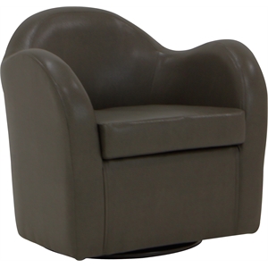 Pemberly Row Traditional 19&quotH Fabric Swivel Barrel Chair in Charcoal