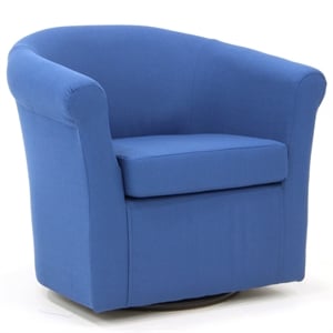 Pemberly Row 19&quotH Polyester Fabric Swivel Club Chair in Azure Blue