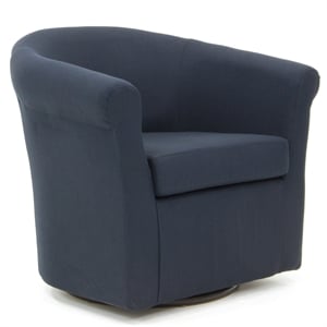 Pemberly Row 19&quotH Polyester Fabric Swivel Club Chair in Dark Blue