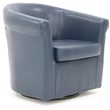 Pemberly Row Traditional Faux Leather Swivel Club Chair in Purple