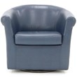 Pemberly Row Traditional Faux Leather Swivel Club Chair in Purple