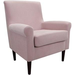 Pemberly Row Traditional 17.5&quotH Fabric Rolled Arm Lounge Chair in Pink