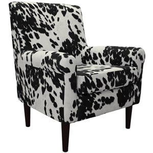 Pemberly Row 17.5&quotH Fabric Rolled Arm Lounge Chair in Cowhide Black