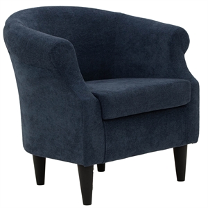 Pemberly Row Traditional Polyester Fabric Chair in Navy Blue