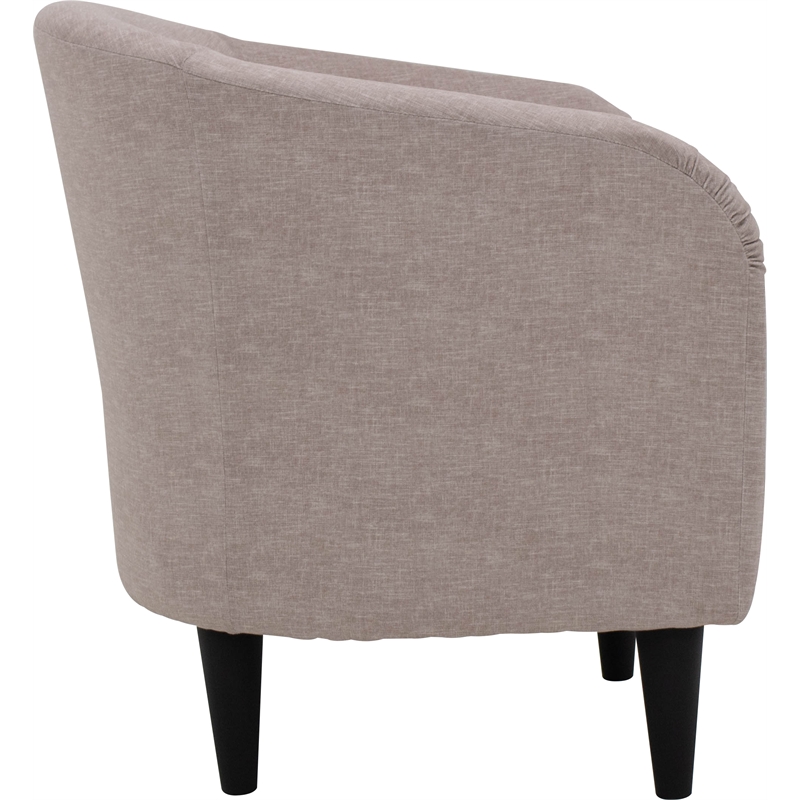 Pemberly Row Traditional Polyester & EPS Curved Tub Chair in Dusty Rose Pink