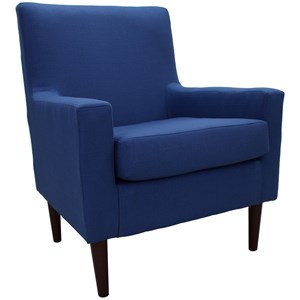 Pemberly Row Modern Traditional Fabric Lounge Chair in Marine Blue