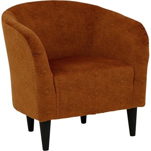 Pemberly Row Traditional Polyester Fabric & EPS Curved Tub Chair in Orange