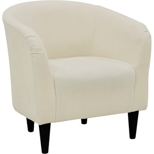 Pemberly Row Traditional Polyester Fabric & EPS Curved Tub Chair in Ivory