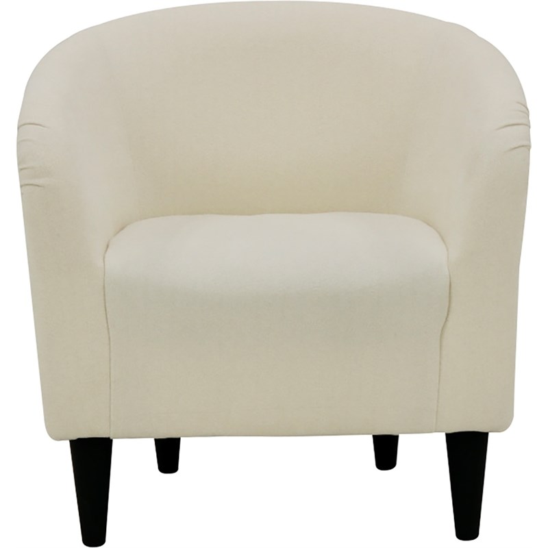 Pemberly Row Traditional Polyester Fabric & EPS Curved Tub Chair in Ivory