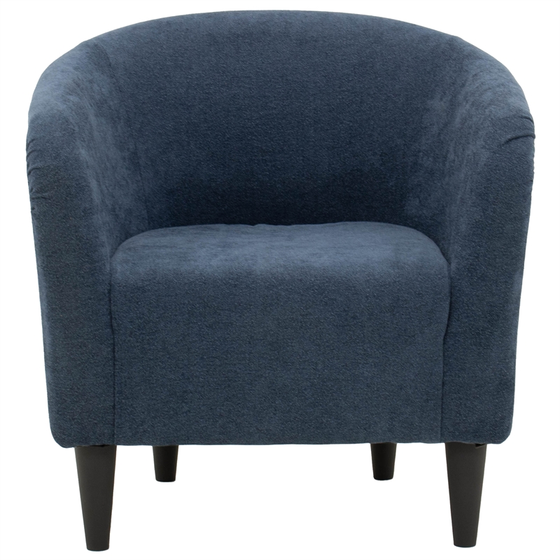 Pemberly Row Traditional Polyester & EPS Curved Tub Chair in Navy Blue