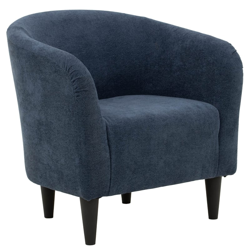 Pemberly Row Traditional Polyester & EPS Curved Tub Chair in Navy Blue