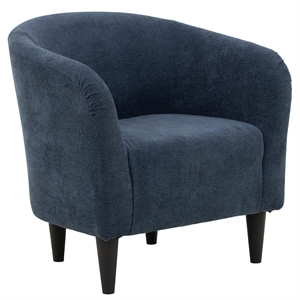 Pemberly Row Traditional Polyester & EPS Curved Tub Chair in Navy Blue