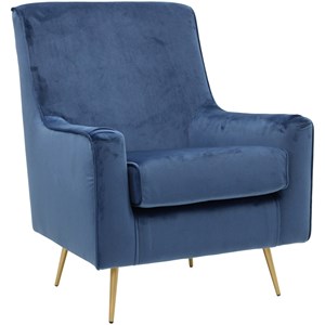 Pemberly Row 18&quotH Traditional Fabric Arm Chair in Chantel Parisian Blue