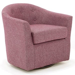 Pemberly Row Traditional Fabric Tufted Swivel Chair in Rose Pink