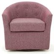 Pemberly Row Traditional Fabric Tufted Swivel Chair in Rose Pink