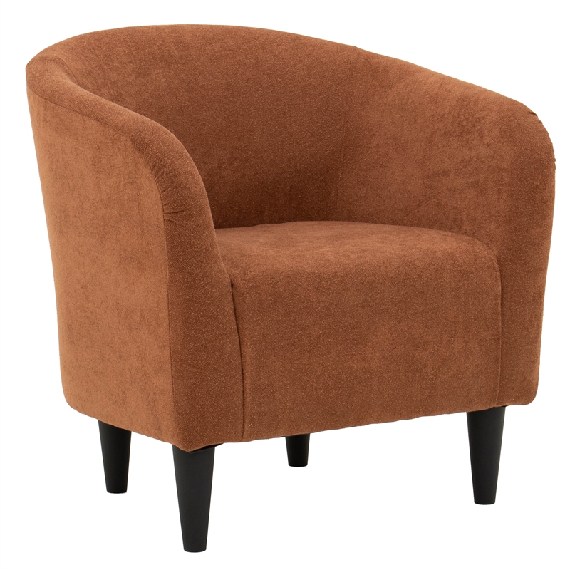 Pemberly Row Traditional Polyester Fabric & EPS Curved Tub Chair in Orange