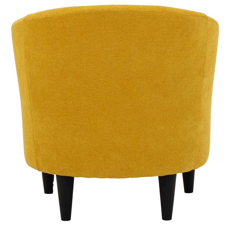 Pemberly Row Traditional Polyester Fabric & EPS Curved Tub Chair in Yellow