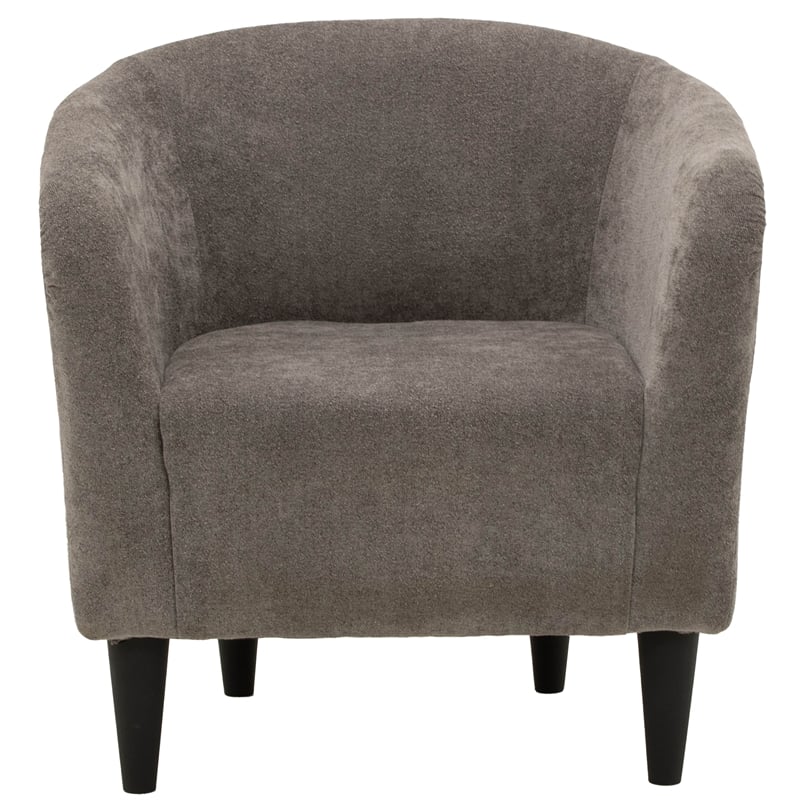 Pemberly Row Traditional Polyester Fabric & EPS Curved Tub Chair in Gray