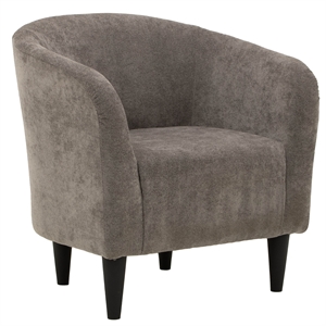 Pemberly Row Traditional Polyester Fabric & EPS Curved Tub Chair in Gray