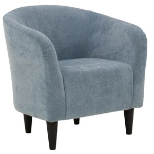 Pemberly Row Traditional Polyester & EPS Curved Tub Chair in Light Blue
