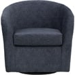 Pemberly Row Traditional Fabric Curved Arm Swivel Tub Chair in Dark Blue