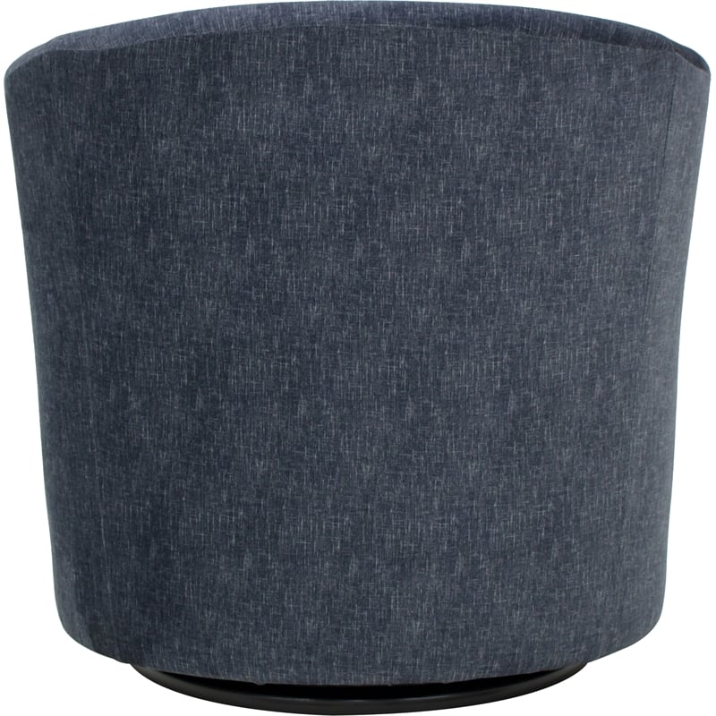 Pemberly Row Traditional Fabric Curved Arm Swivel Tub Chair in Dark Blue