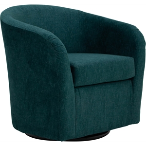 Pemberly Row Traditional Fabric Curved Arm Swivel Tub Chair in Hunter Green