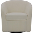 Pemberly Row Traditional Fabric Curved Arm Swivel Tub Chair in Cream
