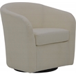 Pemberly Row Traditional Fabric Curved Arm Swivel Tub Chair in Cream