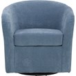 Pemberly Row Traditional Fabric Curved Arm Swivel Tub Chair in Light Blue