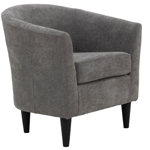 Pemberly Row 17.5&quot Traditional Polyester Fabric Club Chair in Gray