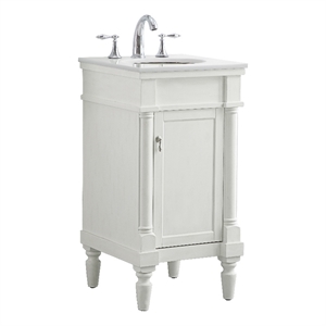 Pemberly Row Contemporary 18&quot Solid Wood Bathroom Vanity in White