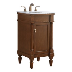 Pemberly Row Contemporary 18&quot Solid Wood Bathroom Vanity in Walnut
