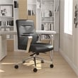 Pemberly Row Upholstered Vinyl Conference Chair with Aluminum Arm in Black