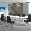 Pemberly Row Upholstered Vinyl Conference Chair with Aluminum Arm in Black