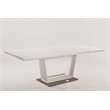 Pemberly Row Stainless Steel & Wood Extendable Lacquer Top Dining Table in White