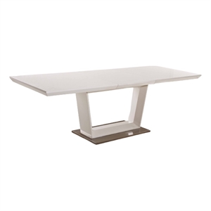 Pemberly Row Stainless Steel & Wood Extendable Lacquer Top Dining Table in White