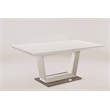 Pemberly Row Stainless Steel & Wood Extendable Lacquer Top Dining Table in White