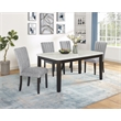 Pemberly Row 5-Piece Fabric & Faux Marble Dining Set in Gray/White