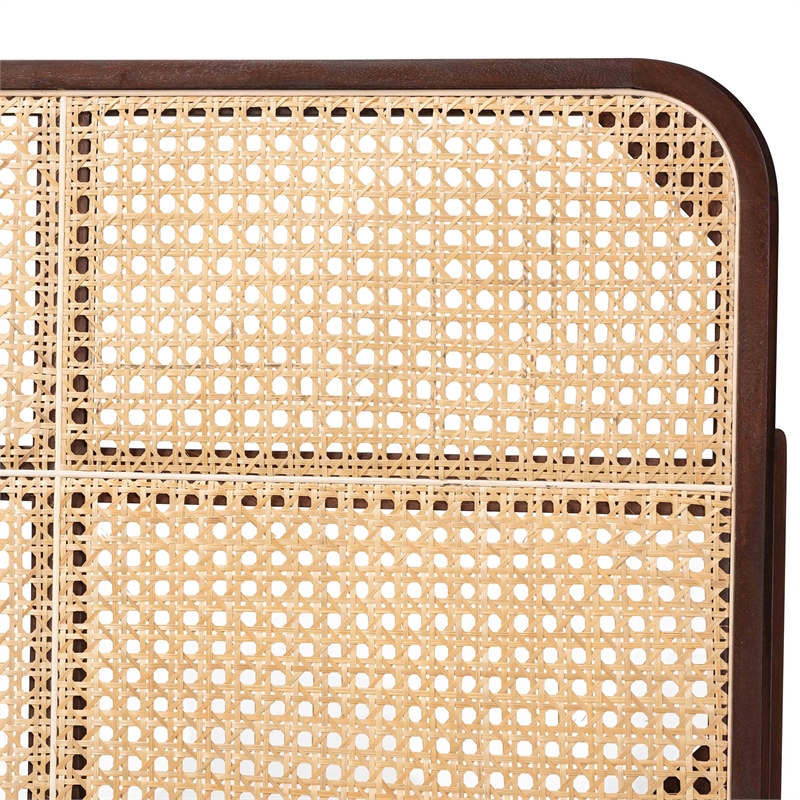 Pemberly Row Dark Brown Bayur Wood and Rattan Queen Size Headboard