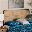 Pemberly Row Dark Brown Bayur Wood and Rattan Queen Size Headboard